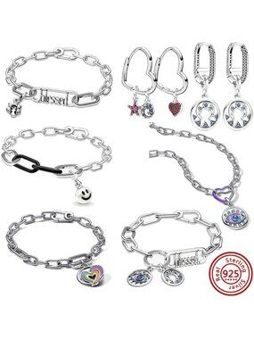 Oval link Pandora Bracelet Silver Gold Rose
